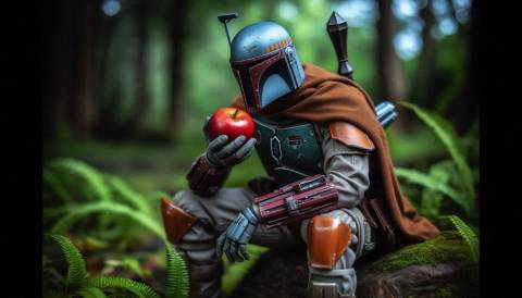 jango fett eating an apple