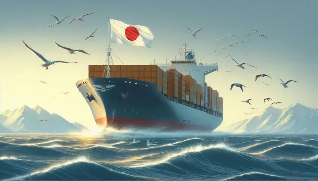 raadsel schip met Japanse vlag schip met Japanse vlag